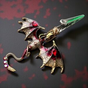 Dragon Shaped roach Clip with Red Accents